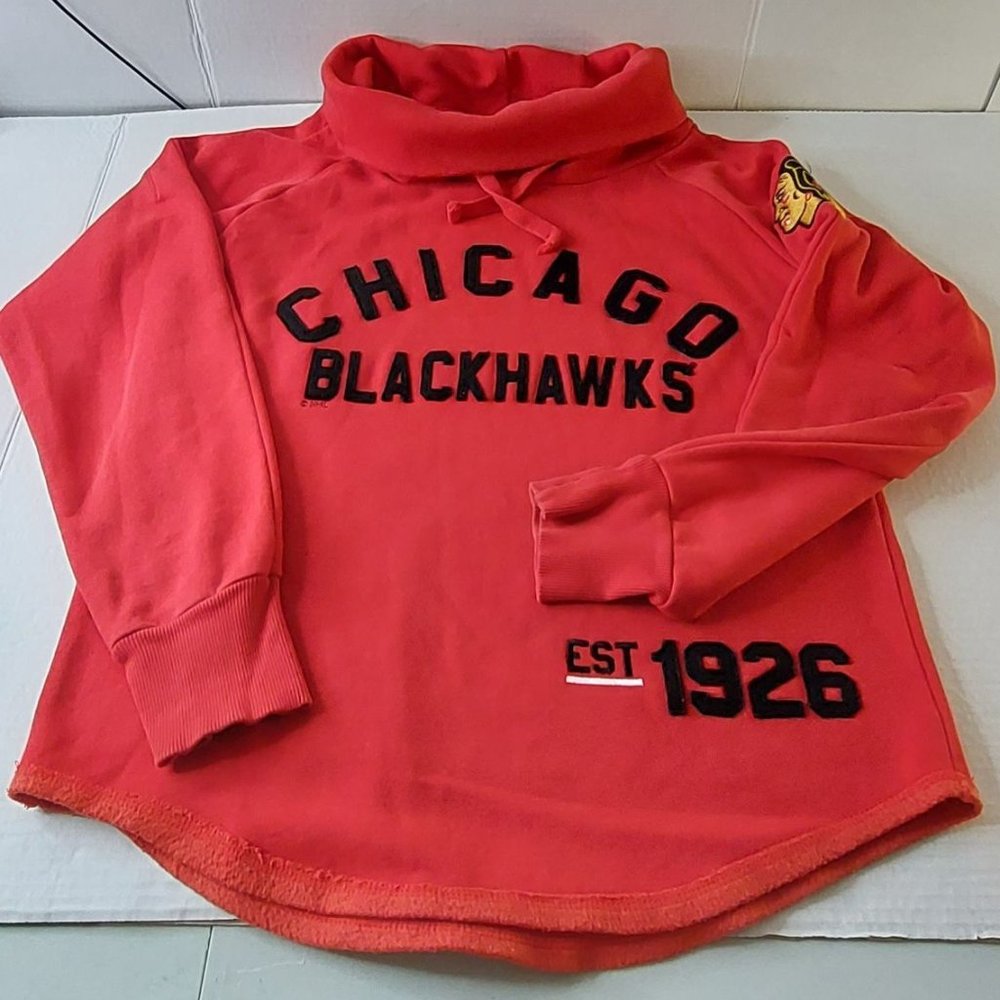 Chicago Blackhawks Sweatshirt Womens Size Medium Soft as a Grape Cowl Neck